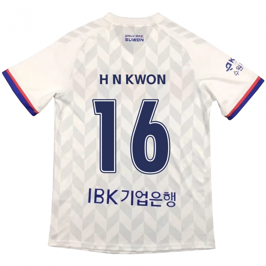 Gyermek Nam-Hoon Kwon #16 Fehér Kék Idegenbeli Jersey 2024/25 Mez Póló Ing