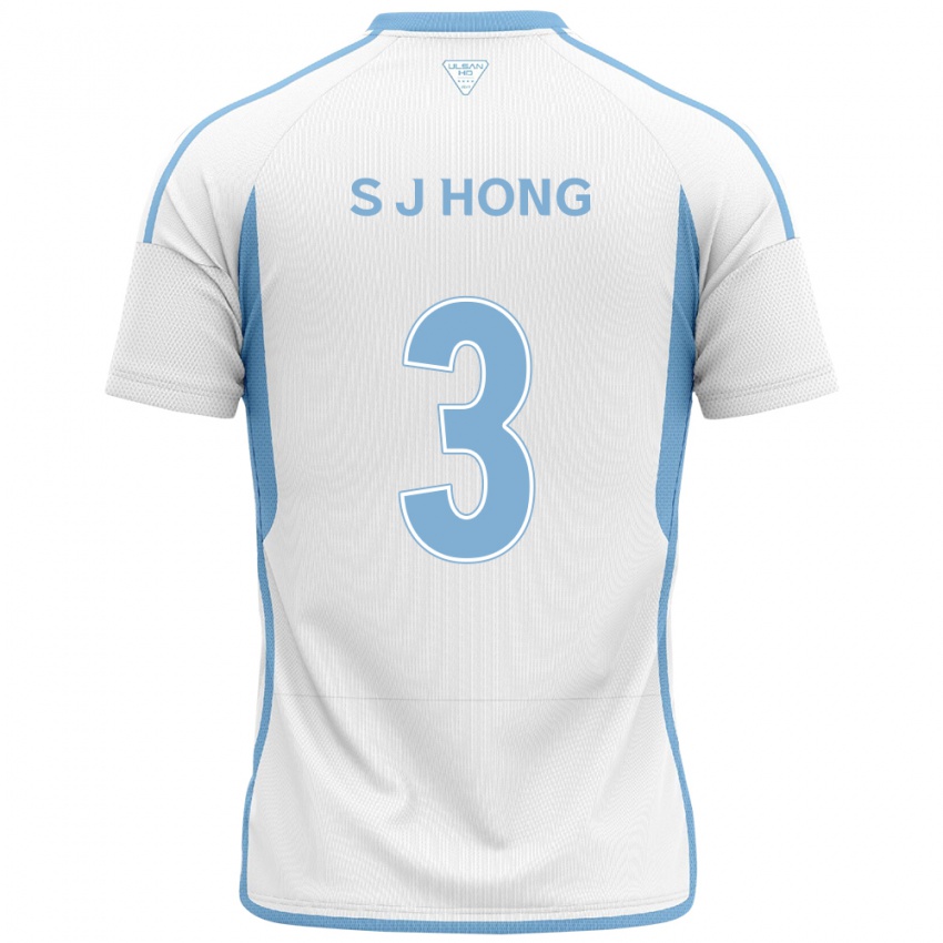 Gyermek Jae-Seok Hong #3 Fehér Kék Idegenbeli Jersey 2024/25 Mez Póló Ing