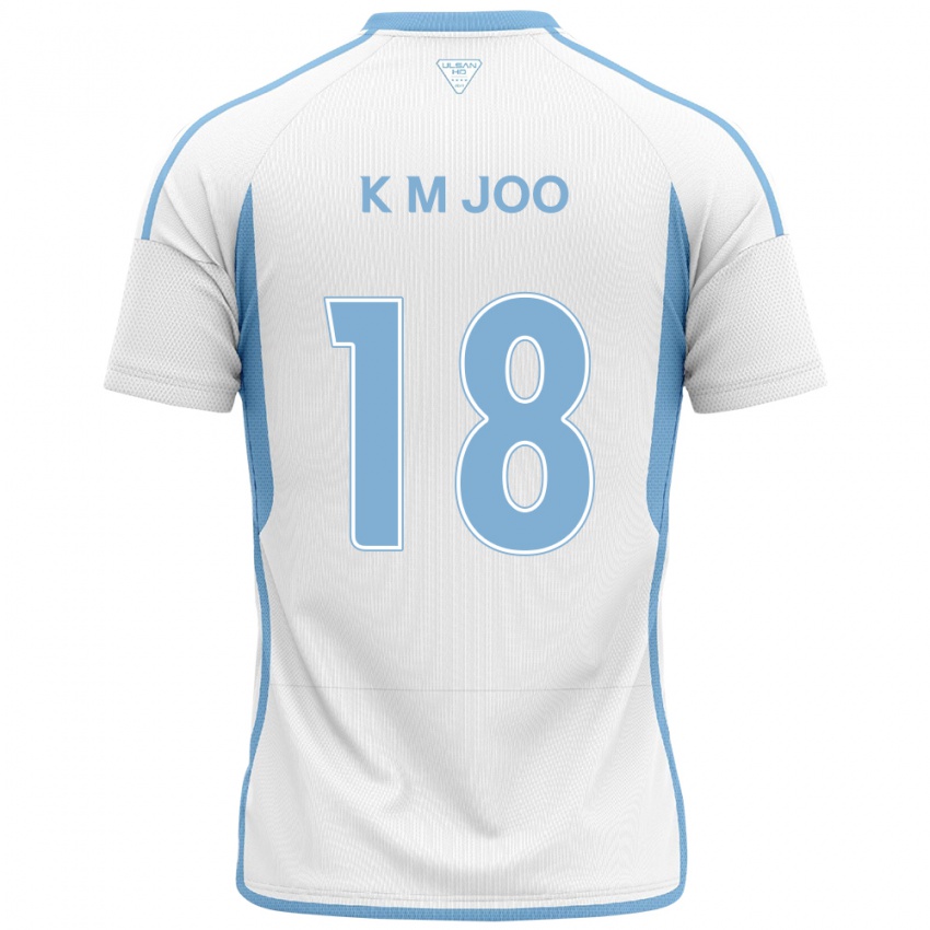 Gyermek Min-Kyu Joo #18 Fehér Kék Idegenbeli Jersey 2024/25 Mez Póló Ing