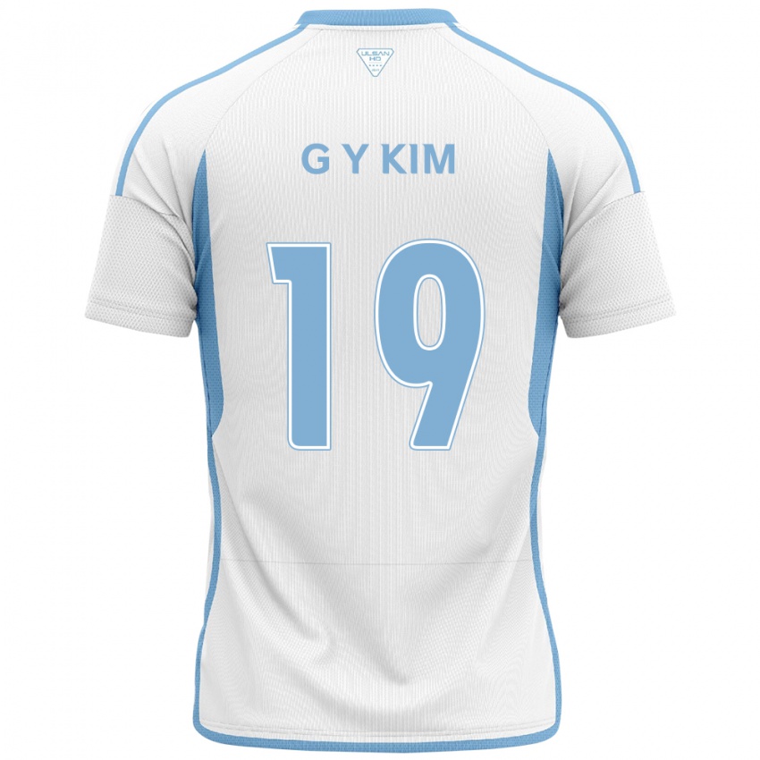 Gyermek Young-Gwon Kim #19 Fehér Kék Idegenbeli Jersey 2024/25 Mez Póló Ing