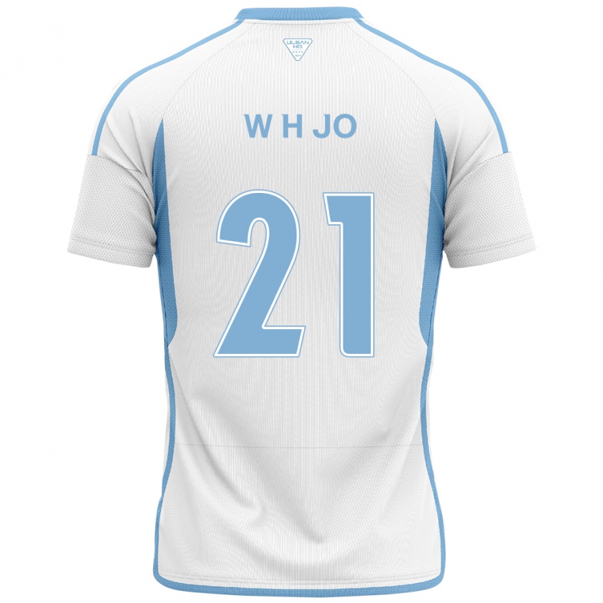 Gyermek Hyeon-Woo Jo #21 Fehér Kék Idegenbeli Jersey 2024/25 Mez Póló Ing