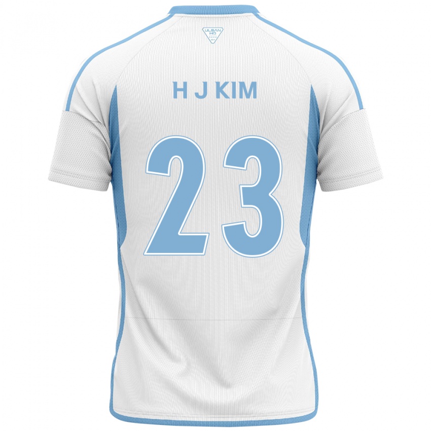 Gyermek Ju-Hwan Kim #23 Fehér Kék Idegenbeli Jersey 2024/25 Mez Póló Ing