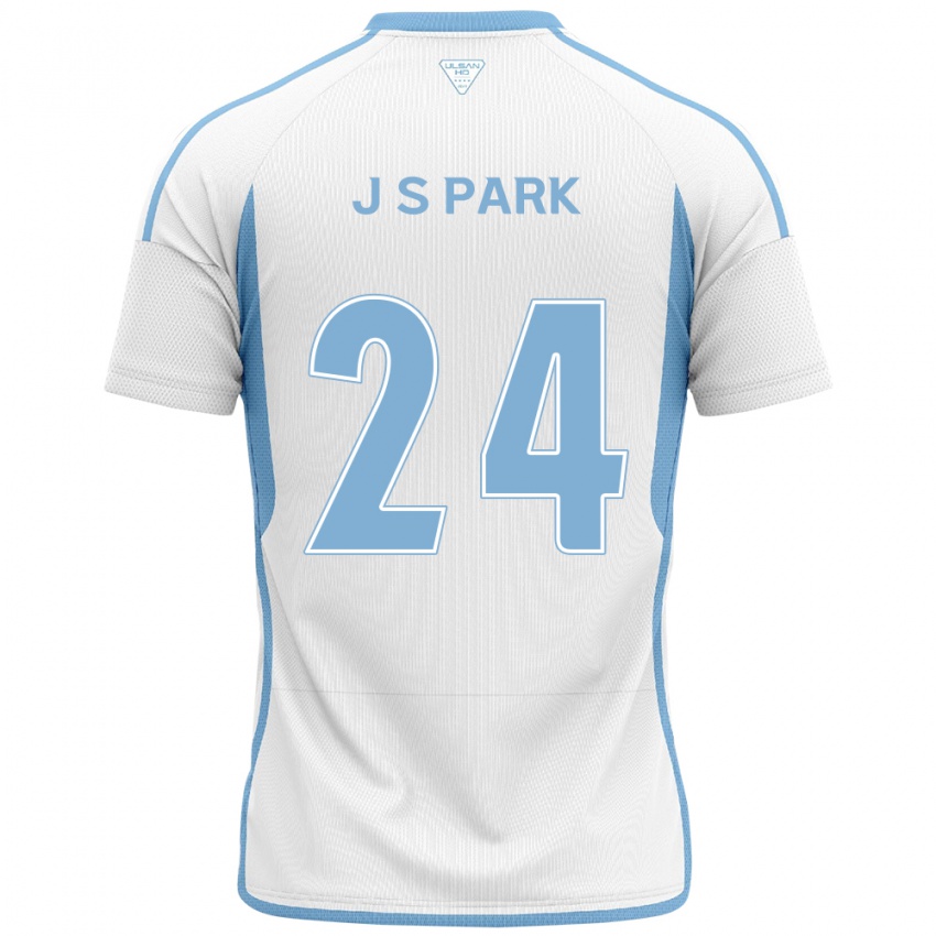 Gyermek Sang-Jun Park #24 Fehér Kék Idegenbeli Jersey 2024/25 Mez Póló Ing