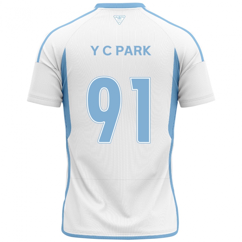 Gyermek Chu-Young Park #91 Fehér Kék Idegenbeli Jersey 2024/25 Mez Póló Ing