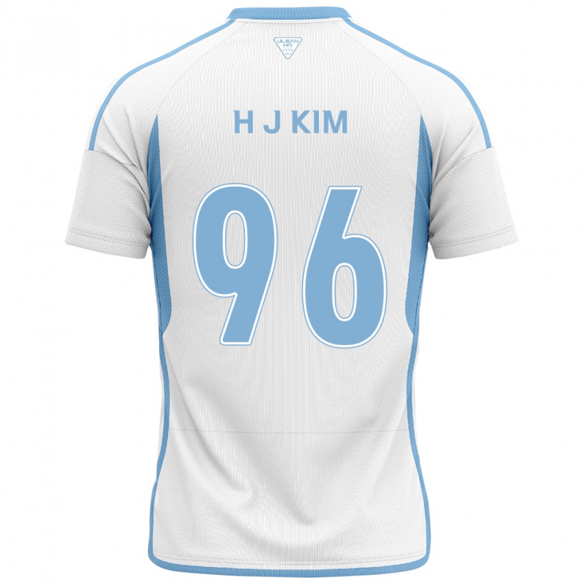 Gyermek Ji-Hyun Kim #96 Fehér Kék Idegenbeli Jersey 2024/25 Mez Póló Ing