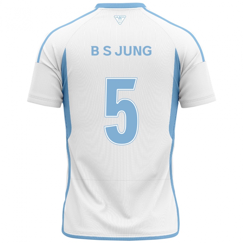 Gyermek Seong-Bin Jung #5 Fehér Kék Idegenbeli Jersey 2024/25 Mez Póló Ing