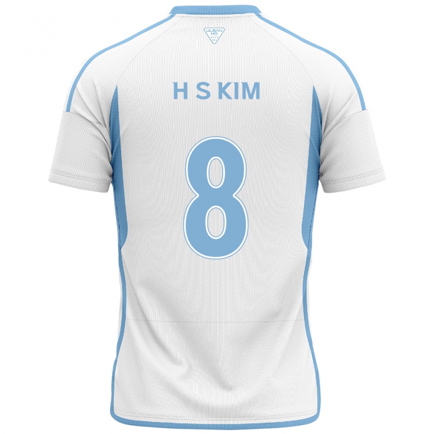 Gyermek Seung-Hyun Kim #8 Fehér Kék Idegenbeli Jersey 2024/25 Mez Póló Ing