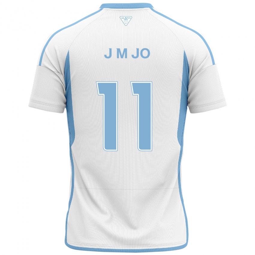 Gyermek Min-Jae Jo #11 Fehér Kék Idegenbeli Jersey 2024/25 Mez Póló Ing