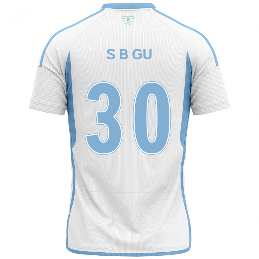 Gyermek Bon-Seo Gu #30 Fehér Kék Idegenbeli Jersey 2024/25 Mez Póló Ing