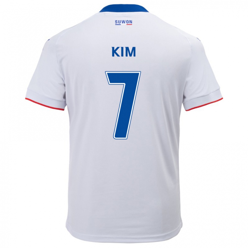 Gyermek Hyun Kim #7 Fehér Kék Idegenbeli Jersey 2024/25 Mez Póló Ing