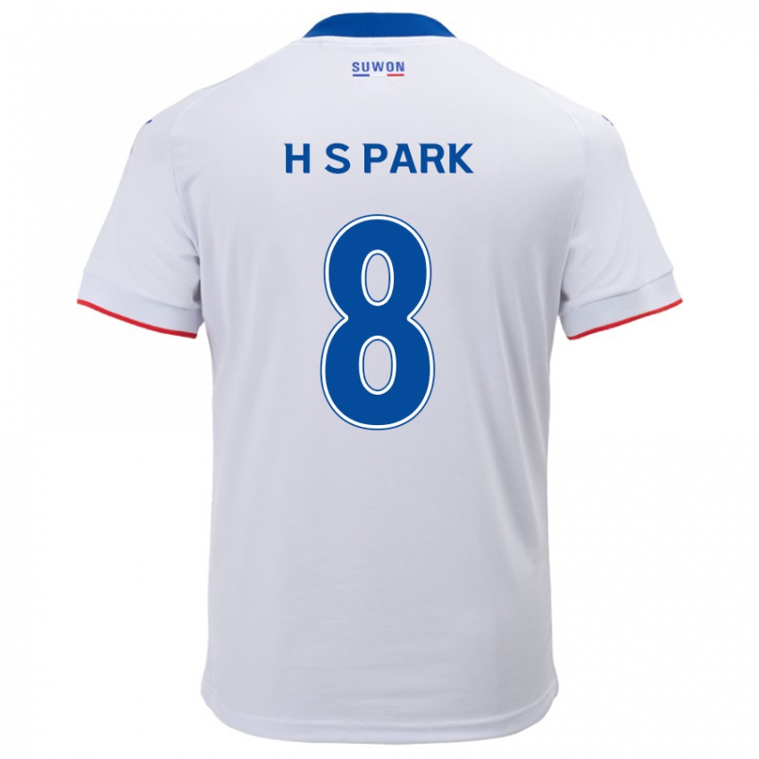 Gyermek Sang-Hyeok Park #8 Fehér Kék Idegenbeli Jersey 2024/25 Mez Póló Ing