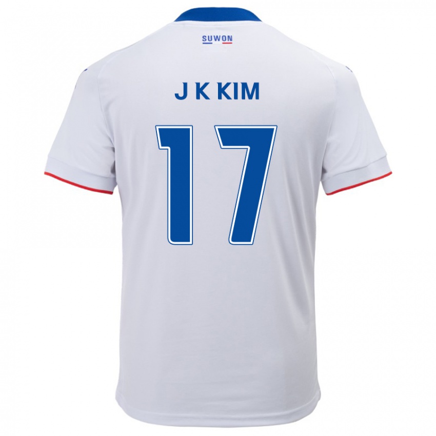 Gyermek Kyeong-Jung Kim #17 Fehér Kék Idegenbeli Jersey 2024/25 Mez Póló Ing