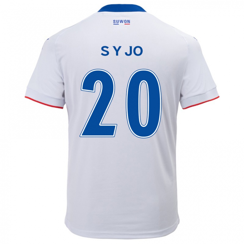 Gyermek Yun-Seong Jo #20 Fehér Kék Idegenbeli Jersey 2024/25 Mez Póló Ing