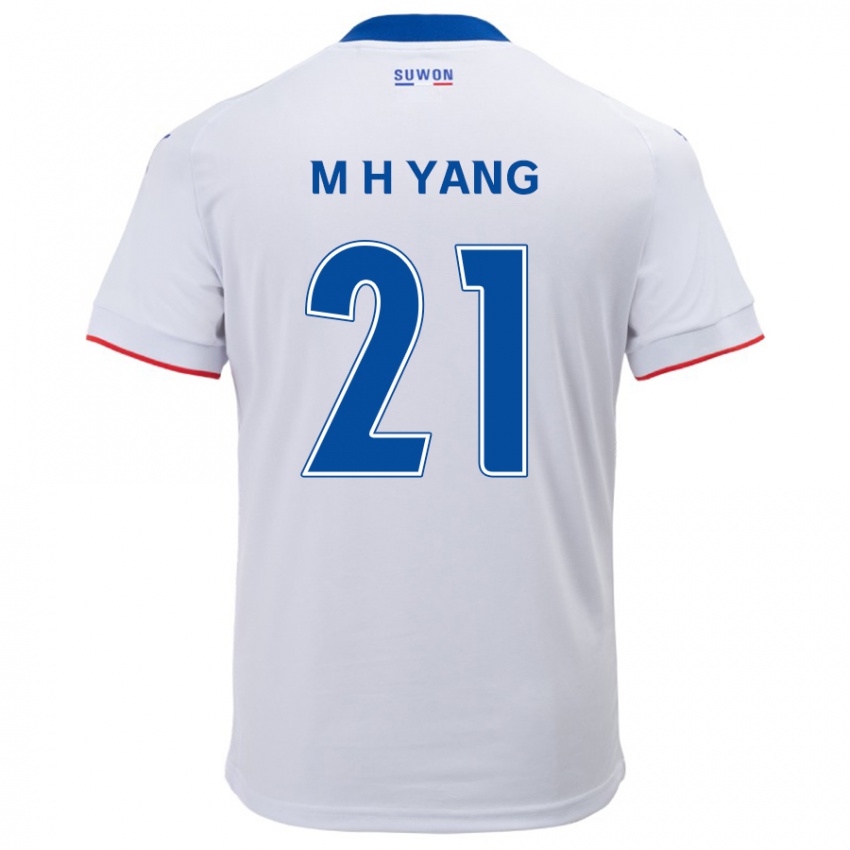 Gyermek Hyung-Mo Yang #21 Fehér Kék Idegenbeli Jersey 2024/25 Mez Póló Ing