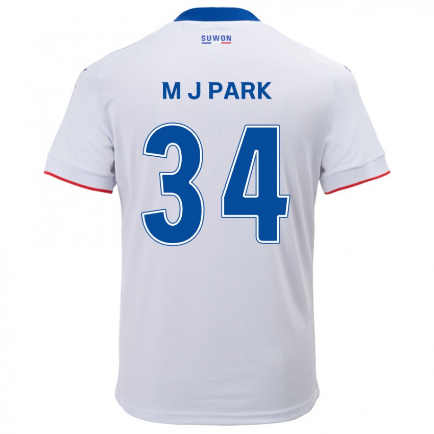 Gyermek Ji-Min Park #34 Fehér Kék Idegenbeli Jersey 2024/25 Mez Póló Ing