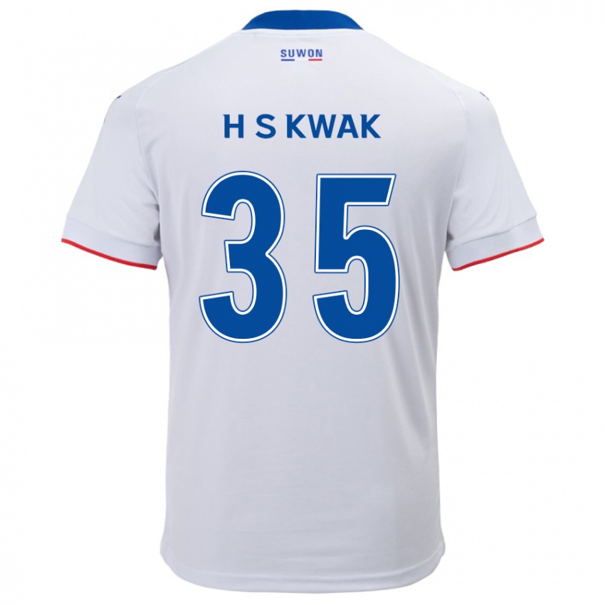 Gyermek Sung-Hoon Kwak #35 Fehér Kék Idegenbeli Jersey 2024/25 Mez Póló Ing