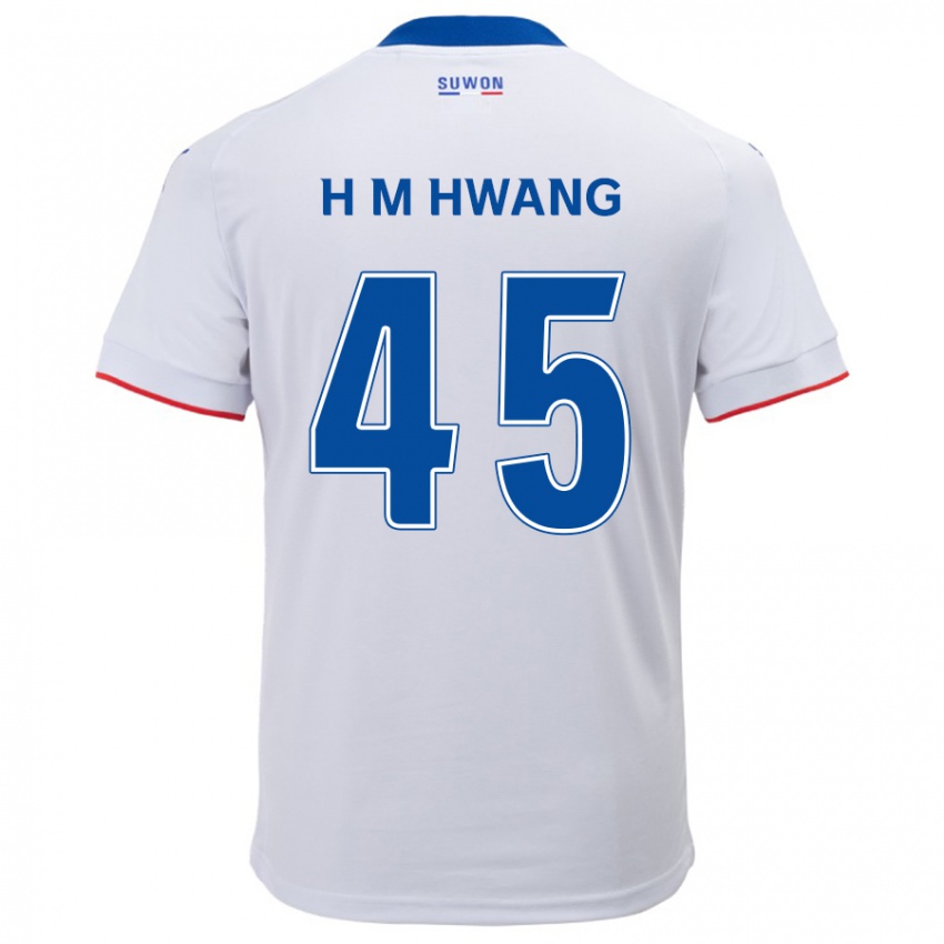 Gyermek Myung-Hyun Hwang #45 Fehér Kék Idegenbeli Jersey 2024/25 Mez Póló Ing