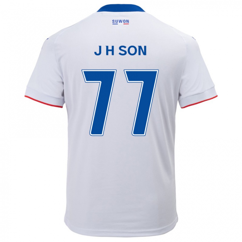 Gyermek Ho-Jun Son #77 Fehér Kék Idegenbeli Jersey 2024/25 Mez Póló Ing