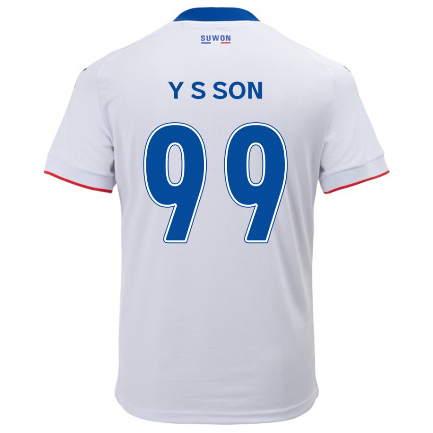 Gyermek Suk-Yong Son #99 Fehér Kék Idegenbeli Jersey 2024/25 Mez Póló Ing