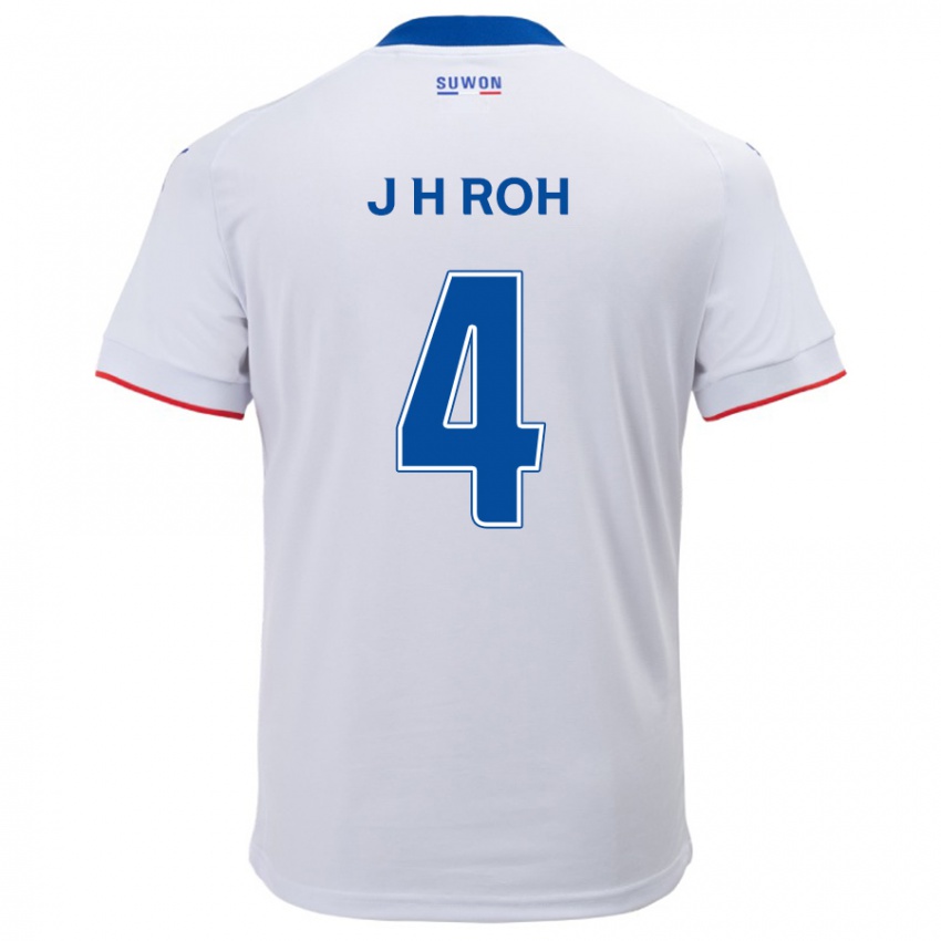 Gyermek Hyun-Jun Roh #4 Fehér Kék Idegenbeli Jersey 2024/25 Mez Póló Ing