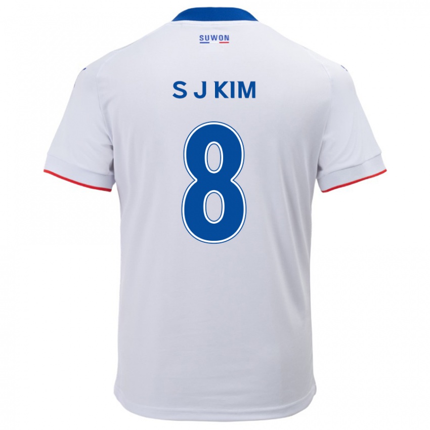 Gyermek Ji-Sung Kim #8 Fehér Kék Idegenbeli Jersey 2024/25 Mez Póló Ing