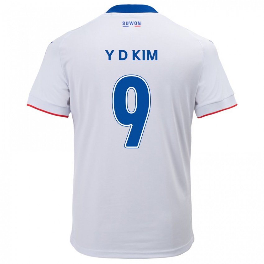 Gyermek Dong-Yeon Kim #9 Fehér Kék Idegenbeli Jersey 2024/25 Mez Póló Ing