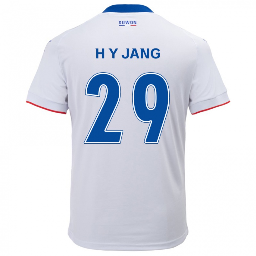 Gyermek Yo-Han Jang #29 Fehér Kék Idegenbeli Jersey 2024/25 Mez Póló Ing