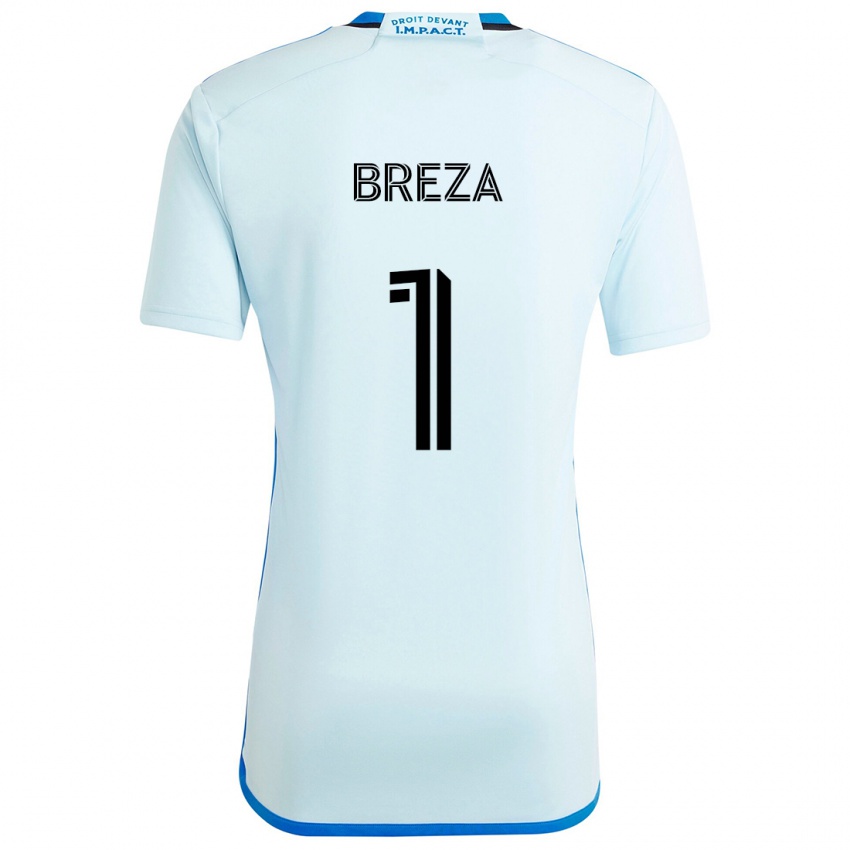 Gyermek Sebastian Breza #1 Jégkék Idegenbeli Jersey 2024/25 Mez Póló Ing