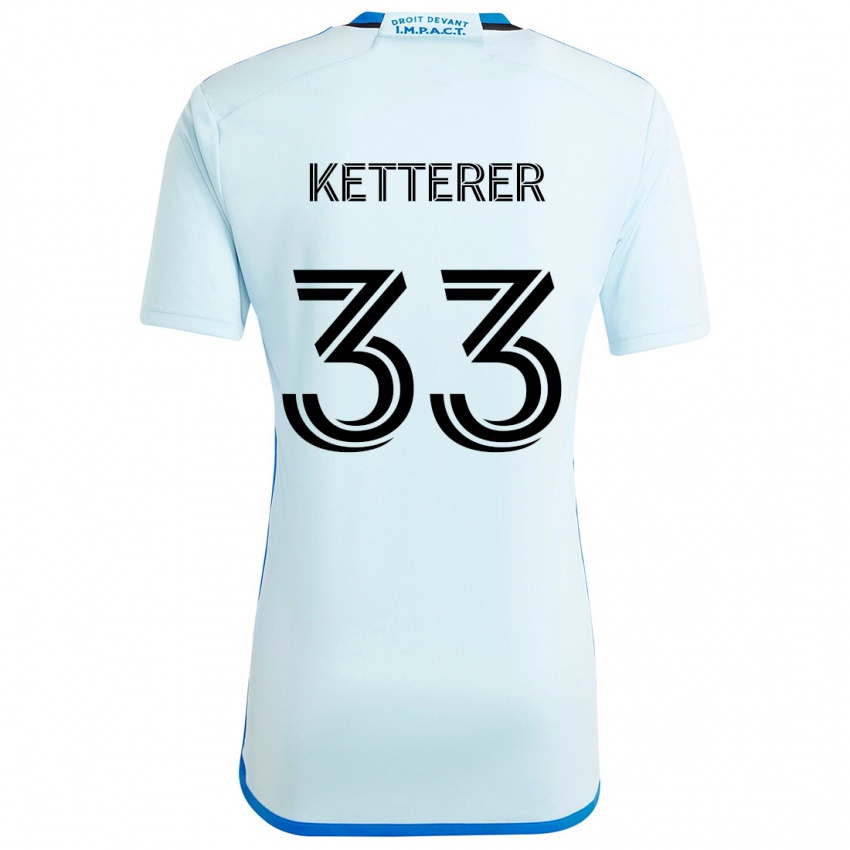 Gyermek Logan Ketterer #33 Jégkék Idegenbeli Jersey 2024/25 Mez Póló Ing