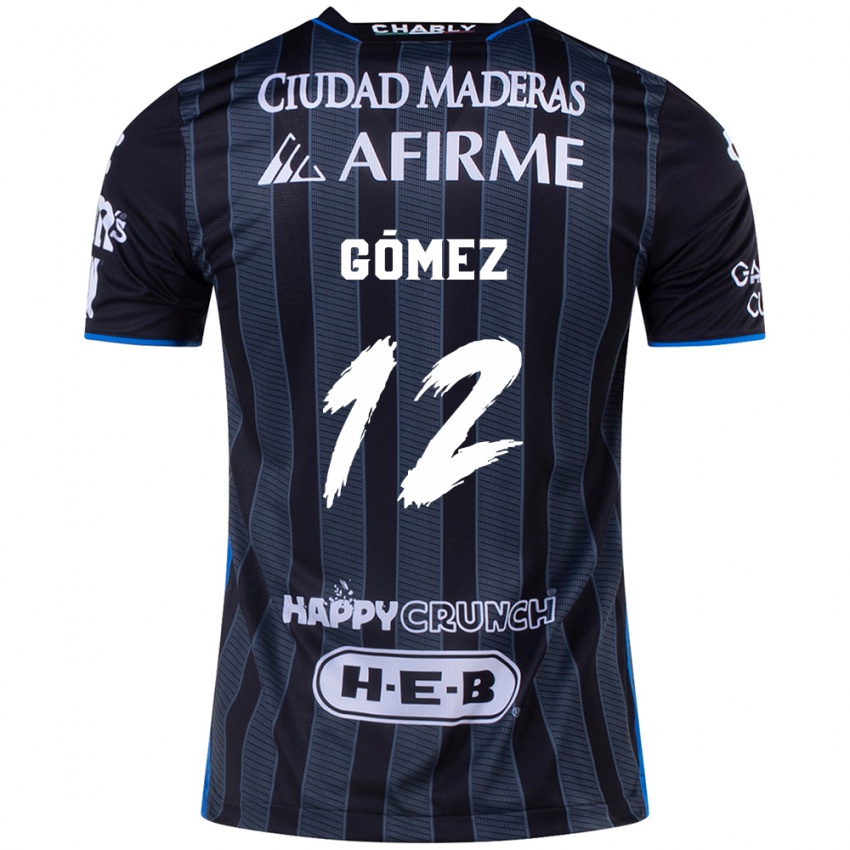 Gyermek Jaime Gómez #12 Fehér Fekete Idegenbeli Jersey 2024/25 Mez Póló Ing