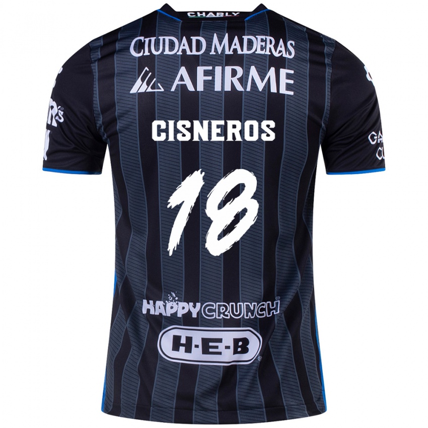 Gyermek Ronaldo Cisneros #18 Fehér Fekete Idegenbeli Jersey 2024/25 Mez Póló Ing