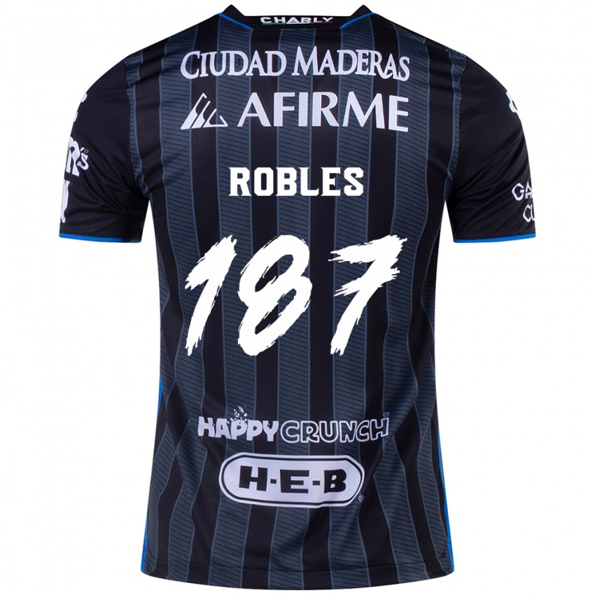 Gyermek Juan Robles #187 Fehér Fekete Idegenbeli Jersey 2024/25 Mez Póló Ing