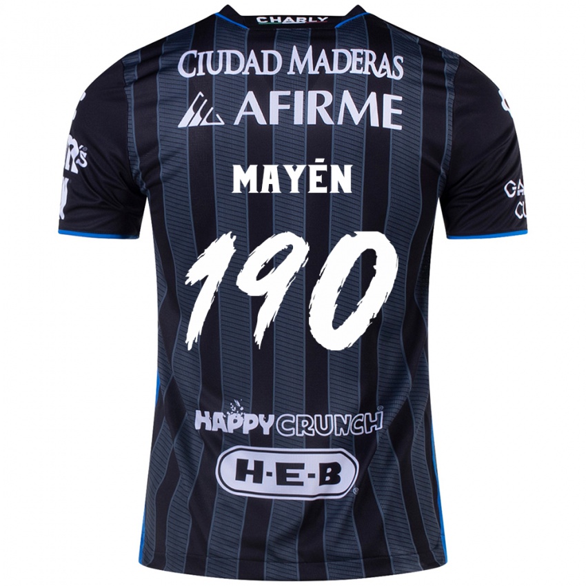 Gyermek Eduardo Mayén #190 Fehér Fekete Idegenbeli Jersey 2024/25 Mez Póló Ing