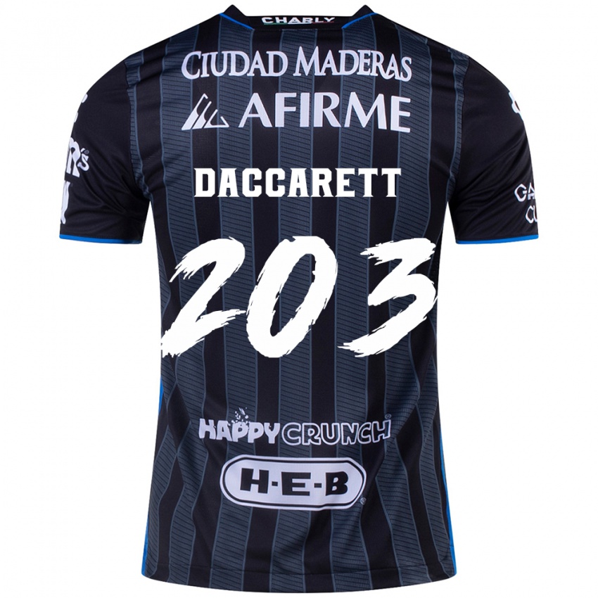 Gyermek Juan Daccarett #203 Fehér Fekete Idegenbeli Jersey 2024/25 Mez Póló Ing