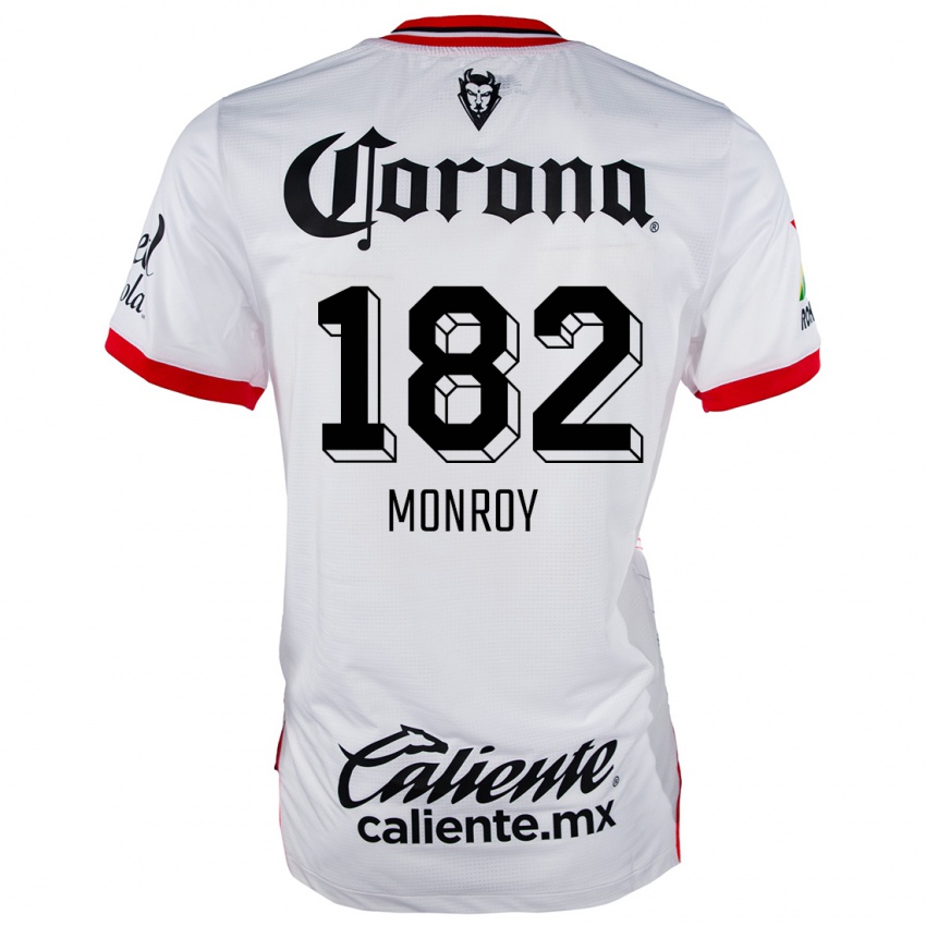 Gyermek Brayan Monroy #182 Fehér Piros Idegenbeli Jersey 2024/25 Mez Póló Ing