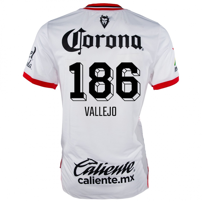 Gyermek Saúl Vallejo #186 Fehér Piros Idegenbeli Jersey 2024/25 Mez Póló Ing