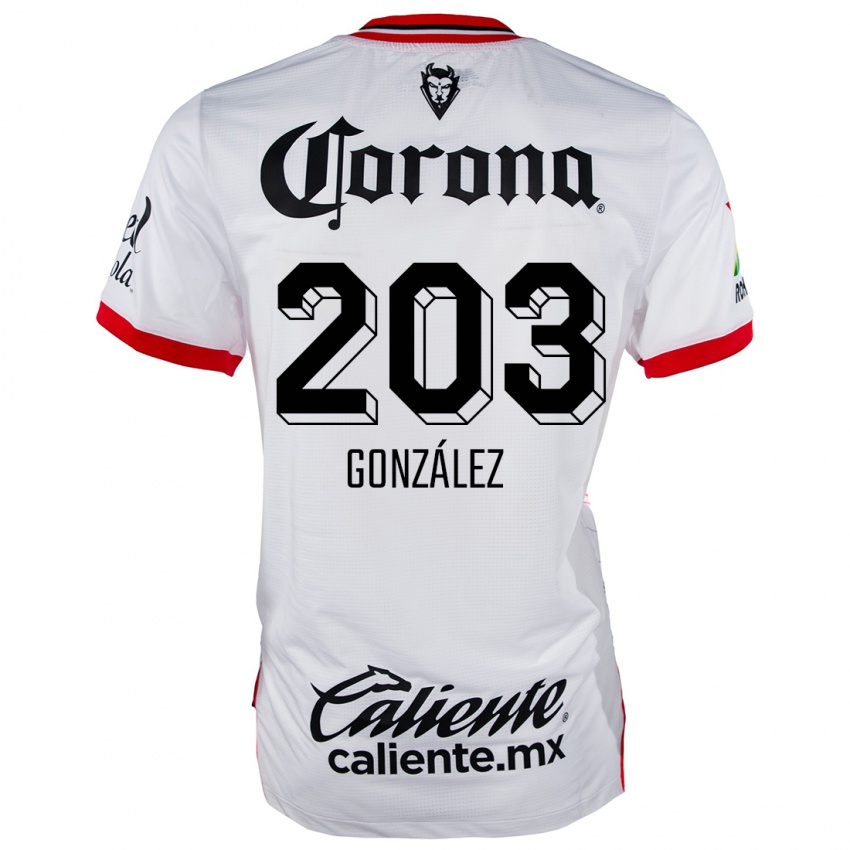 Gyermek Luis González #203 Fehér Piros Idegenbeli Jersey 2024/25 Mez Póló Ing