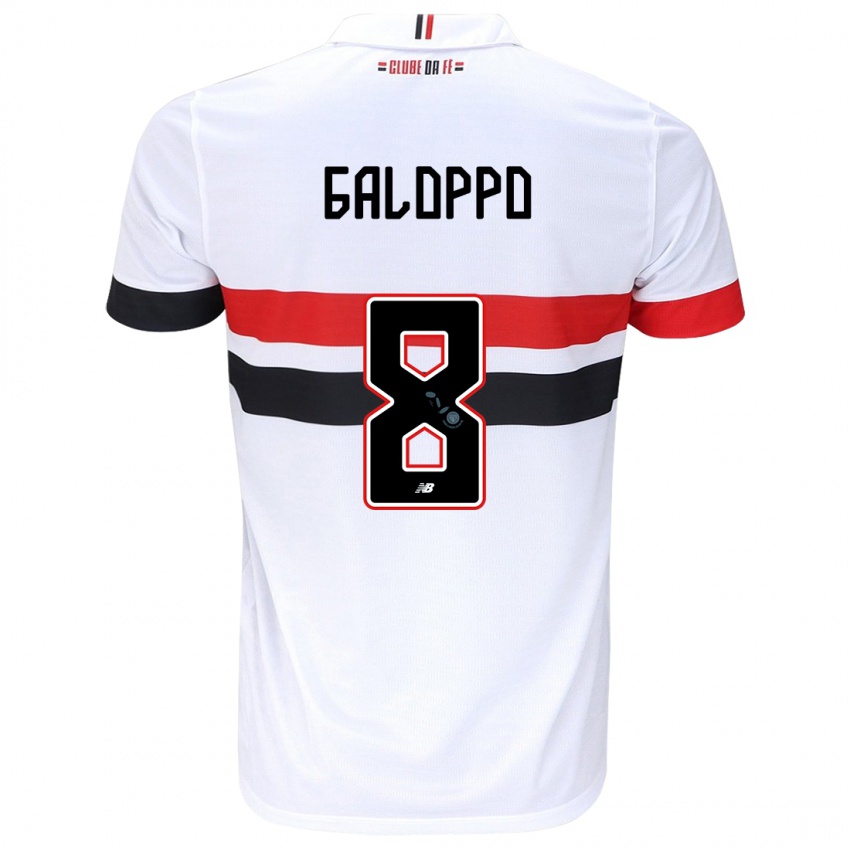 Férfi Giuliano Galoppo #8 Fehér Piros Fekete Hazai Jersey 2024/25 Mez Póló Ing