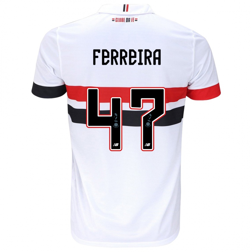 Férfi Ferreira #47 Fehér Piros Fekete Hazai Jersey 2024/25 Mez Póló Ing