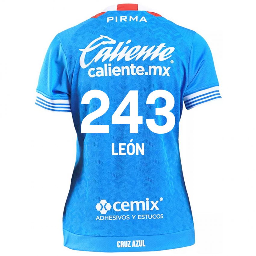 Férfi Cristhian León #243 Égszínkék Hazai Jersey 2024/25 Mez Póló Ing