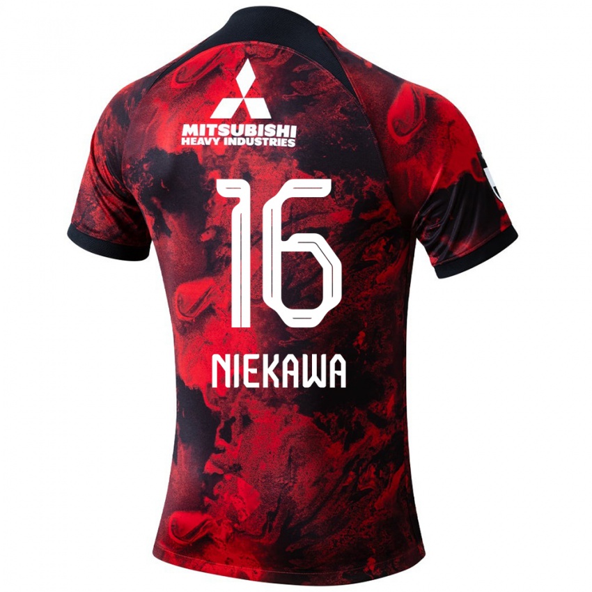 Férfi Ayumi Niekawa #16 Piros Fekete Hazai Jersey 2024/25 Mez Póló Ing