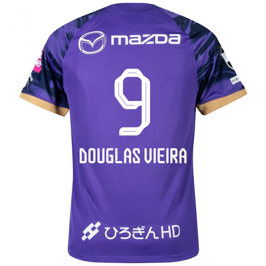 Férfi Douglas Vieira #9 Lila Fehér Hazai Jersey 2024/25 Mez Póló Ing