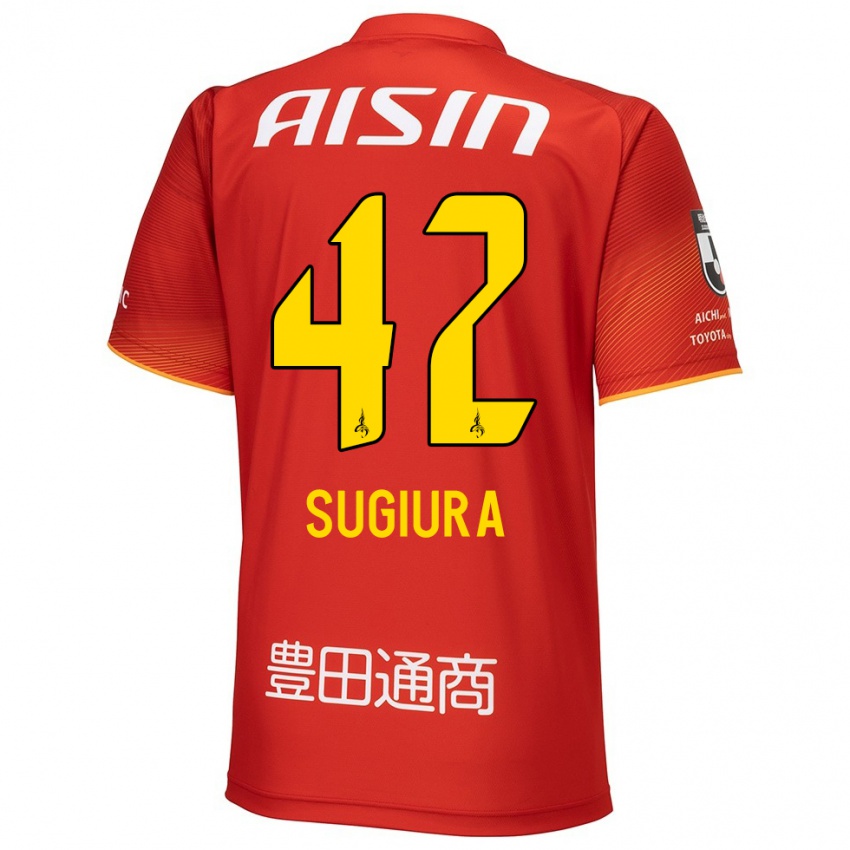 Férfi Shungo Sugiura #42 Piros Fehér Sárga Hazai Jersey 2024/25 Mez Póló Ing