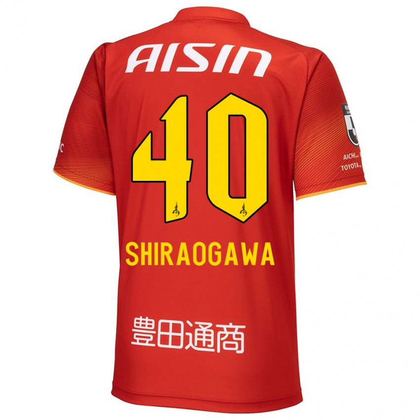 Férfi Rekuto Shiraogawa #40 Piros Fehér Sárga Hazai Jersey 2024/25 Mez Póló Ing