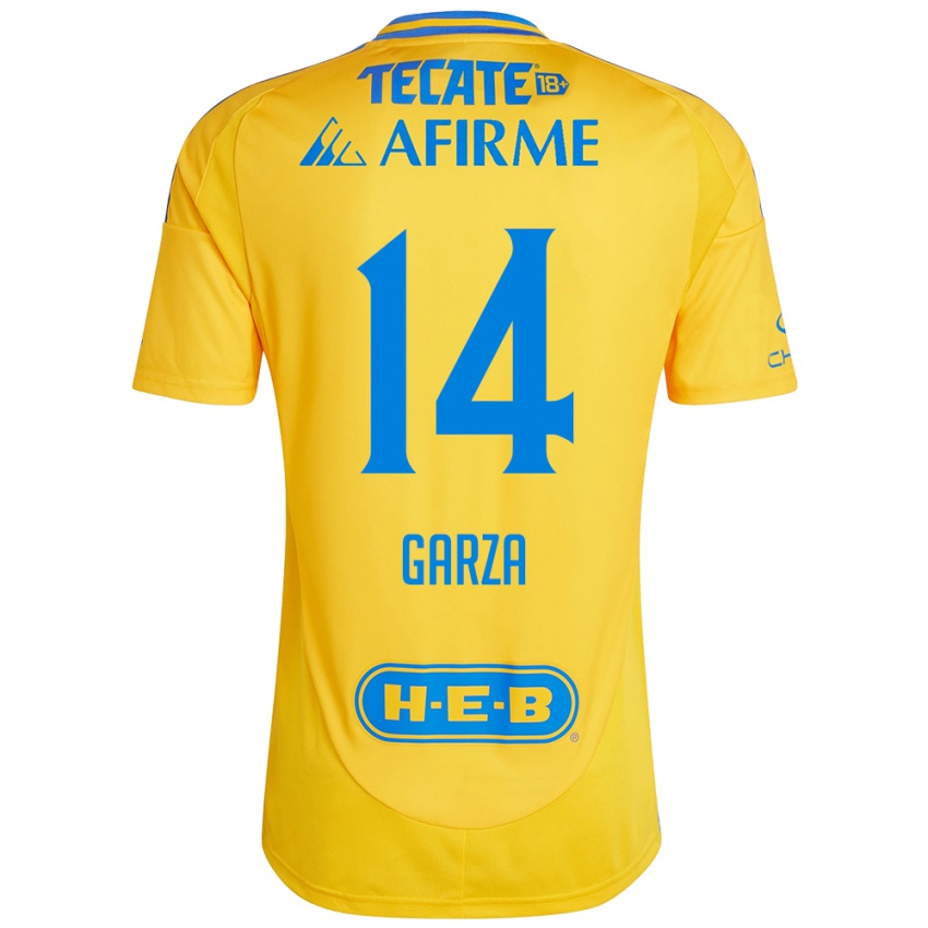 Férfi Jesus Garza #14 Arany Sárga Hazai Jersey 2024/25 Mez Póló Ing