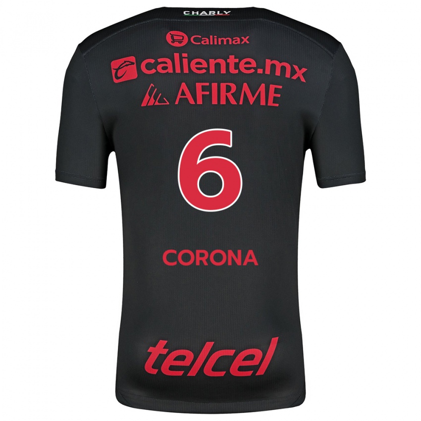 Férfi Joe Corona #6 Fekete Piros Hazai Jersey 2024/25 Mez Póló Ing