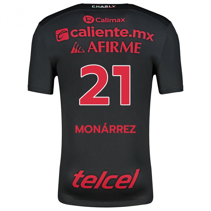 Férfi Fernando Monárrez #21 Fekete Piros Hazai Jersey 2024/25 Mez Póló Ing