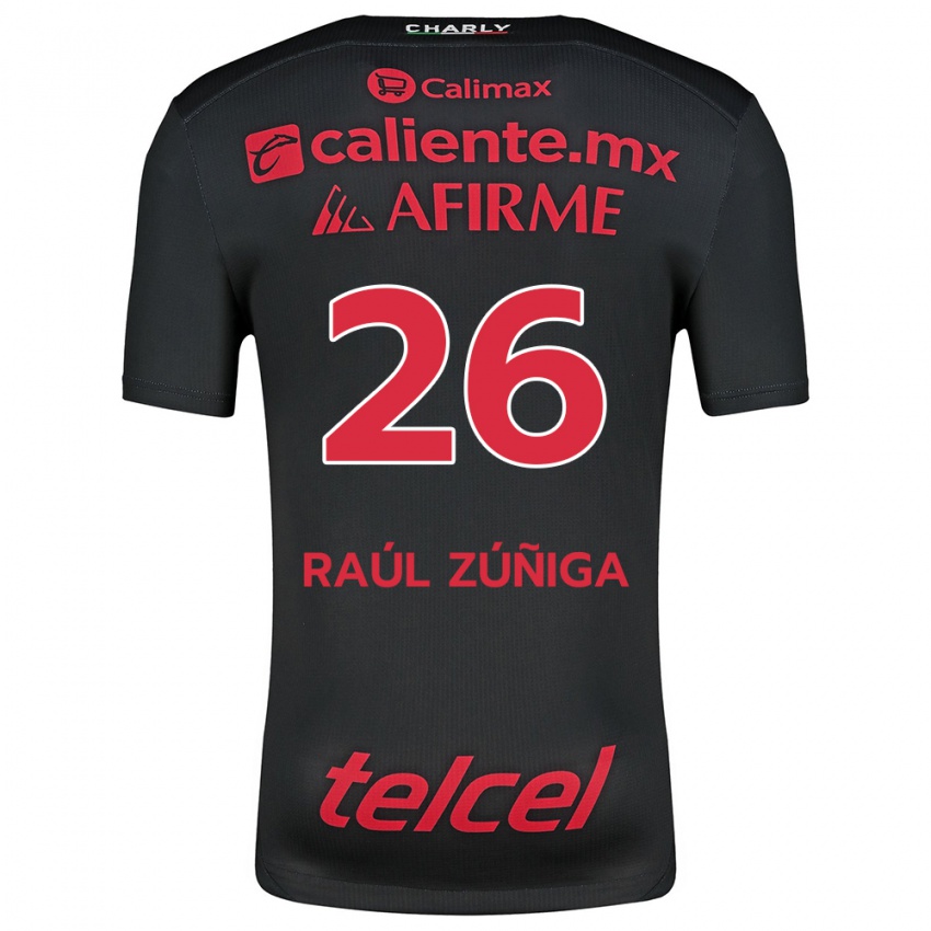 Férfi José Raúl Zúñiga #26 Fekete Piros Hazai Jersey 2024/25 Mez Póló Ing