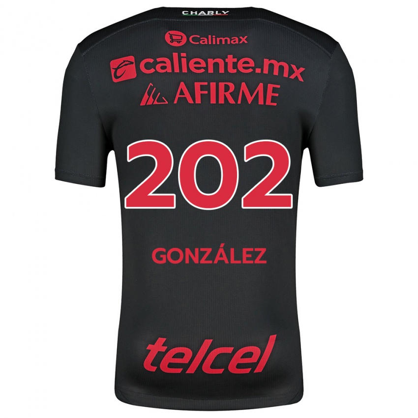 Férfi Joban González #202 Fekete Piros Hazai Jersey 2024/25 Mez Póló Ing