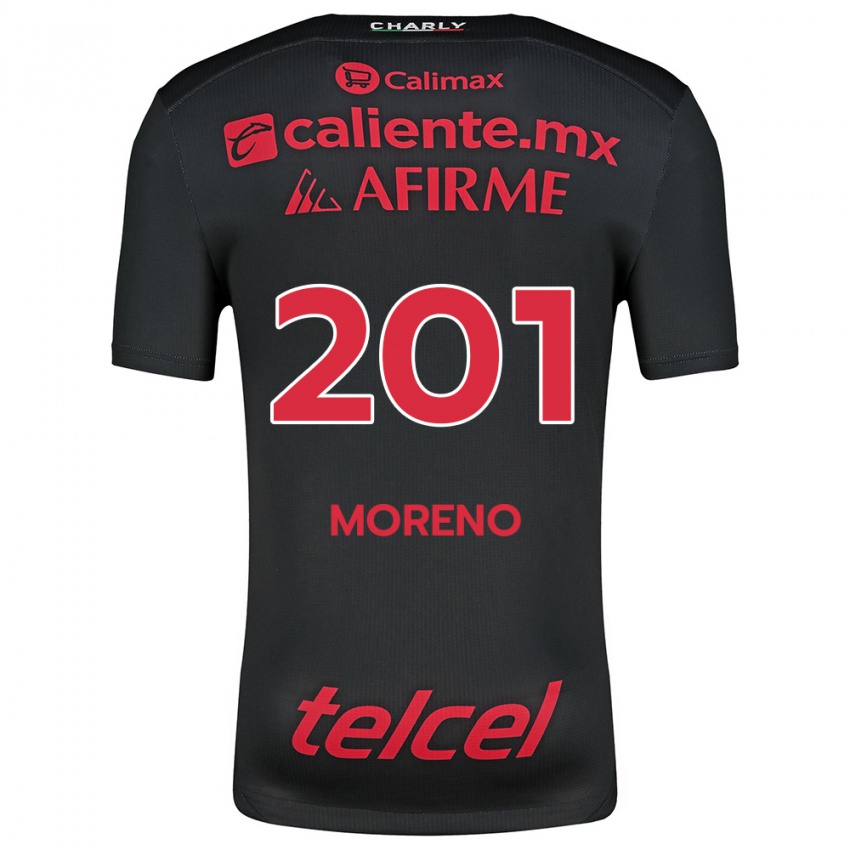 Férfi Jesús Moreno #201 Fekete Piros Hazai Jersey 2024/25 Mez Póló Ing